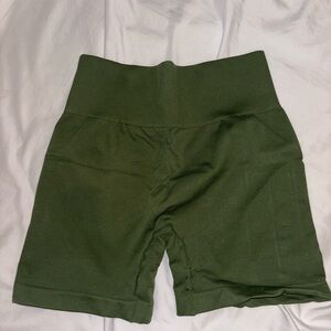 Olive Green Stretchy Bike Shorts with Wide Waistband